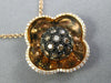 LARGE 1.25CT WHITE & MOCHA DIAMOND 14K ROSE GOLD 3D FLOWER LOVE FLOATING PENDANT