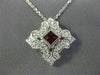ANTIQUE .56CT DIAMOND & AAA RUBY 18K WHITE GOLD 3D SQUARE FILIGREE PENDANT #9375