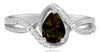 .77CT DIAMOND & AAA SMOKY QUARTZ 14KT WHITE GOLD 3D PEAR SHAPE & ROUND LOVE RING
