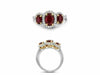 GIA CERTIFIED 2.83CT DIAMOND & AAA RUBY 18KT 2 TONE GOLD 3 STONE ENGAGEMENT RING