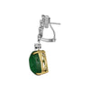 25.05CT DIAMOND & AAA EMERALD 18KT 2 TONE GOLD CUSHION & ROUND HANGING EARRINGS