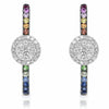 ESTATE .86CT DIAMOND & AAA MULTI COLOR SAPPHIRE 14K WHITE GOLD HOOP EARRINGS