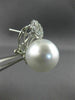ESTATE EXTRA LARGE 1.65CT & AAA SOUTH SEA PEARL DIAMOND 18KT WHITE GOLD EARRINGS