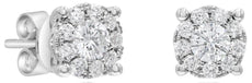 .47CT DIAMOND 14K WHITE GOLD ROUND CLASSIC SOLITAIRE HALO FILIGREE STUD EARRINGS
