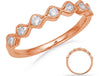 ESTATE .27CT DIAMOND 14KT ROSE GOLD 3D CLASSIC 7 STONE DOUBLE WAVE FUN LOVE RING