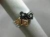 .05CT DIAMOND 14KT WHITE BLACK & ROSE GOLD 3D HEART FLOWER MULTI STACKABLE RING