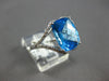 LARGE 4.63CT DIAMOND & AAA BLUE TOPAZ 14KT WHITE GOLD CUSHION & ROUND FUN RING