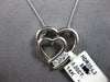 .25CT DIAMOND 14K WHITE GOLD 3D 3 STONE PAST PRESENT FUTURE DOUBLE HEART PENDANT