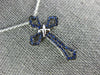ESTATE SMALL .18CT AAA SAPPHIRE 18KT WHITE GOLD 3D FILIGREE CROSS PENDANT