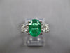 Estate 1.54Ct Diamond & Aaa Emerald 14Kt White Gold Oval 3 Stone Engagement Ring