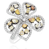 LARGE 3.45CT WHITE & MULTI COLOR MULTI SHAPE DIAMOND 18KT WHITE GOLD FLOWER RING