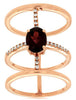 LARGE 2.28CT DIAMOND & AAA RHODOLITE 14KT ROSE GOLD OVAL & ROUND 3 ROW FUN RING