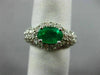 ESTATE LARGE 3.79CT DIAMOND & AAA EMERALD PLATINUM 3D OVAL PAVE ANNIVERSARY RING