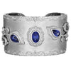 EXTRA LARGE 8.92CT DIAMOND & AAA SAPPHIRE 18KT WHITE GOLD FLORAL ROYAL BRACELET