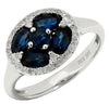 Estate 1.82Ct Diamond & AAA Sapphire 14Kt White Gold Oval & Round Flower Halo Love Ring