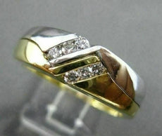 ESTATE .25CT DIAMOND 14KT TWO TONE GOLD DOUBLE SIDED GYPSY MENS RING #10288