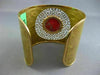 EXTRA LARGE 15.65CT DIAMOND & AAA RED AGATE 18K YELLOW GOLD CUFF BANGLE BRACELET