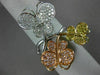 ESTATE LARGE .94CT MULTI COLOR DIAMOND 18K TRI COLOR GOLD 3D BUTTERFLY LOVE RING