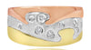 ESTATE .15CT DIAMOND 14KT TRI COLOR GOLD 3D CLASSIC ETOILE ABSTRACT FUN RING