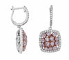 LARGE 3.42CT WHITE & PINK DIAMOND 18KT WHITE ROSE GOLD HALO FUN HANGING EARRINGS