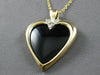 LARGE .15CT DIAMOND & ONYX 14KT YELLOW GOLD HEART SHAPE PENDANT ENHANCER #27044