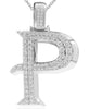 ESTATE EXTRA LARGE 1.71CT DIAMOND 14KT WHITE GOLD P INITIAL FUN FLOATING PENDANT