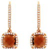 2.65CT DIAMOND & AAA GARNET 14KT ROSE GOLD 3D CUSHION & ROUND LEVERBACK EARRINGS