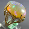 LARGE 16.47CT DIAMOND & AAA AUSTRALIAN OPAL 14KT YELLOW GOLD FILIGREE FUN RING