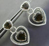ESTATE .35CT DIAMOND & SMOKY TOPAZ 14KT WHITE GOLD MILGRAIN ROPE HEART EARRINGS