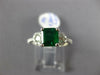 LARGE 1.73CT DIAMOND & AAA EMERALD 14KT WHITE GOLD DOUBLE FLOWER ENGAGEMENT RING
