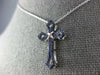 ESTATE SMALL .18CT AAA SAPPHIRE 18KT WHITE GOLD 3D FILIGREE CROSS PENDANT