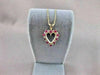 ESTATE .50CT DIAMOND & AAA RUBY 14K WHITE & YELLOW GOLD OPEN HEART PENDANT 19636
