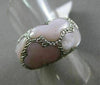 ESTATE WIDE .18CT DIAMOND 14K WHITE GOLD 3D MOTHER OF PEARL 3 CLOVER FLOWER RING