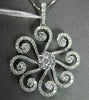 ANTIQUE 1.48CT DIAMOND 18K WHITE GOLD FLOATING FLOWER CHANDELIER PENDANT & CHAIN