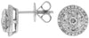 ESTATE .80CT DIAMOND 14KT WHITE GOLD 3D ROUND CLUSTER HALO STUD EARRINGS