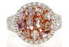2.21CT WHITE & PINK DIAMOND 18KT WHITE & ROSE GOLD MULTI SHAPE CLUSTER HALO RING