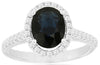 2.54CT DIAMOND & AAA SAPPHIRE 14KT WHITE GOLD OVAL & ROUND HALO ENGAGEMENT RING