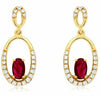 ESTATE .65CT DIAMOND & AAA RUBY 14K YELLOW GOLD 3D OVAL CLASSIC HANGING EARRINGS