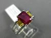 ESTATE 1.56CT RUBY & YELLOW SAPPHIRE 14KT WHITE GOLD 3D 3 STONE ENGAGEMENT RING