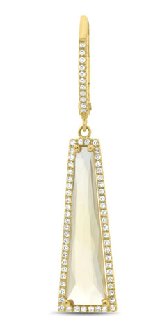 5.94CT DIAMOND & WHITE TOPAZ 14K YELLOW GOLD TRILLION ELONGATED HANGING EARRINGS