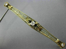 ANTIQUE LARGE .4CT OLD MINE DIAMOND 14K YELLOW GOLD FILIGREE VICTORIAN PIN 26164