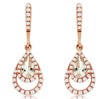 .60CT DIAMOND & AAA MORGANITE 14KT ROSE GOLD PEAR SHAPE & ROUND HANGING EARRINGS