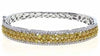 LARGE 3.11CT WHITE FANCY YELLOW DIAMOND 18KT 2 TONE GOLD MULTI ROW CUFF BRACELET