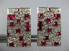 LARGE 4.0CT DIAMOND & AAA RUBY 18KT WHITE GOLD ROUND & PRINCESS CLIP ON EARRINGS