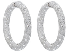 EXTRA LARGE 27.52CT DIAMOND 18KT WHITE GOLD MULTI ROW INSIDE OUT HOOP EARRINGS