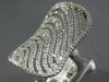 ESTATE EXTRA LARGE 1.94CT DIAMOND 14KT WHITE GOLD MULTI ROW RECTANGULAR FUN RING