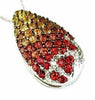 ESTATE 1.41CT DIAMOND & MULTI COLOR SAPPHIRE 14KT WHITE GOLD TEAR DROP PENDANT