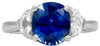 4.72CT DIAMOND & AAA SAPPHIRE PLATINUM ROUND & MOON CUT 3 STONE ENGAGEMENT RING
