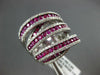 EXTRA LARGE 5.40CT DIAMOND & AAA RUBY 18KT WHITE GOLD 3D MULTI ROW COCKTAIL RING