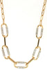 ESTATE .60CT DIAMOND 14KT 2 TONE GOLD 3D OPEN OVAL PAPERCLIP LINK LOVE NECKLACE